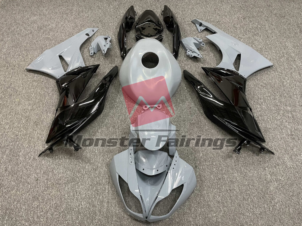 Kawasaki ZX6R 2009 - 2012 Gloss Grey & Black ABS fairings - custom motorcycle bodywork kit by Monster Fairings