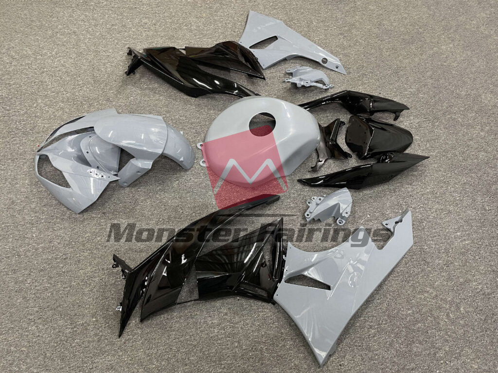 Kawasaki ZX6R custom ABS fairings 2009 - 2012 Gloss Grey & Black - durable replacement kit, Monster Fairings