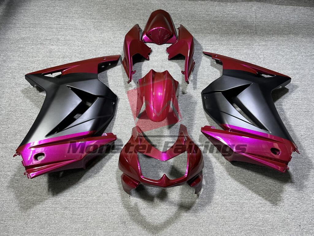 Kawasaki Ninja 250 2008 - 2013 Pink and Matte Black ABS fairings - custom motorcycle bodywork kit by Monster Fairings