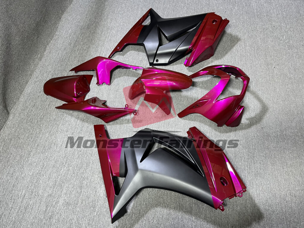 2008 - 2013 Kawasaki Ninja 250 Pink and Matte Black fairing set - ABS injection, custom painted by Monster Fairings