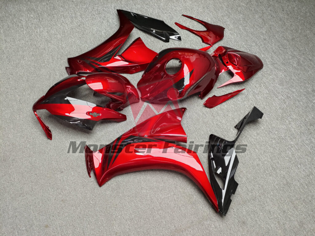 2012 - 2016 Honda CBR1000RR Gloss Deep Red with Black fairing set - ABS injection, custom painted by Monster Fairings