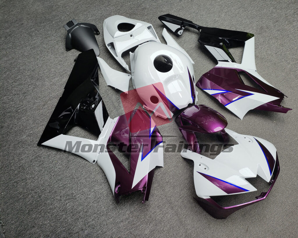 Honda CBR600RR custom ABS fairings 2013 - 2025 in Gloss White & Purple Black - durable replacement kit, Monster Fairings