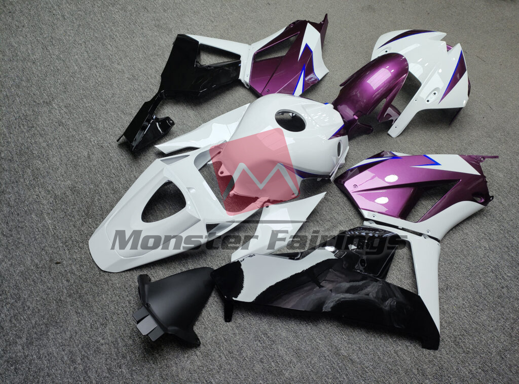2013 - 2025 Honda CBR600RR Gloss White & Purple Black fairing set - ABS injection, custom painted by Monster Fairings