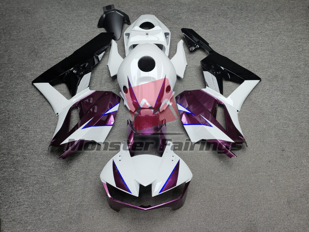Honda CBR600RR 2013 - 2025 Gloss White & Purple Black ABS fairings - custom motorcycle bodywork kit by Monster Fairings