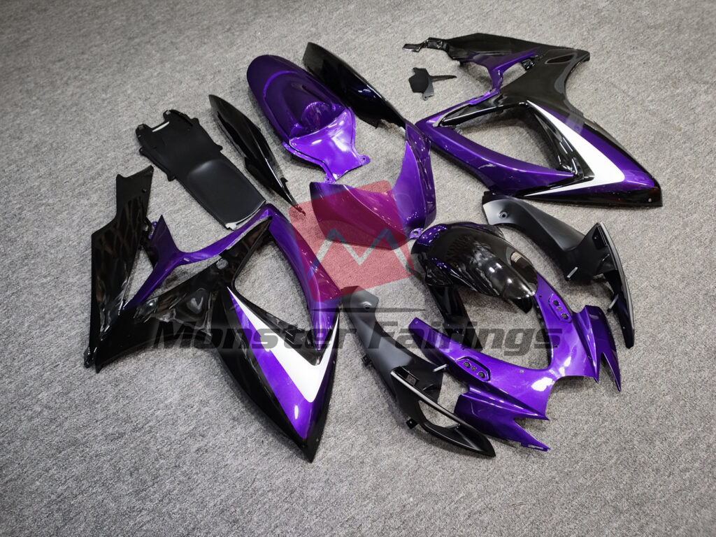 Gloss Purple With Black & White ABS fairings for Suzuki GSXR 600 - 750 2006 - 2007 - premium OEM fit kit by Monster Fairings