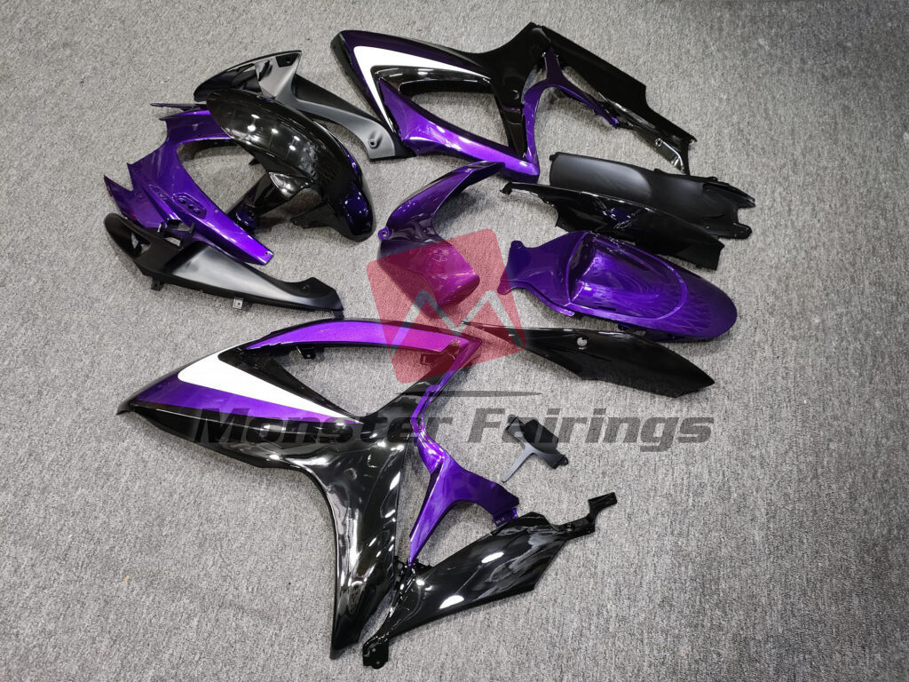 2006 - 2007 Suzuki GSXR 600 - 750 Gloss Purple With Black & White fairing set - ABS injection, custom painted by Monster Fairings