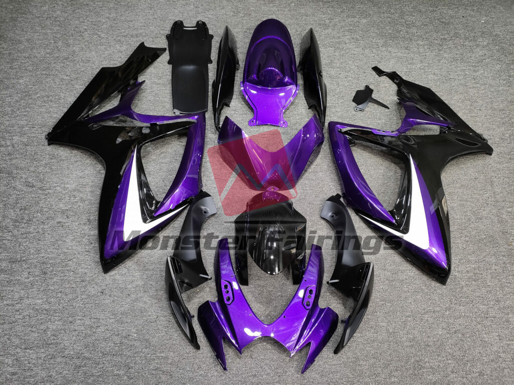 Suzuki GSXR 600 - 750 2006 - 2007 Gloss Purple With Black & White ABS fairings - custom motorcycle bodywork kit by Monster Fairings