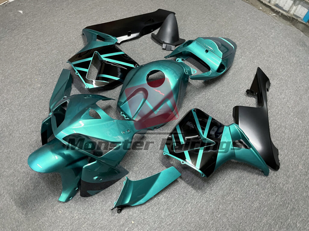 Honda CBR600RR custom ABS fairings 2005 - 2006 in Teal Gloss Black Design - durable replacement kit, Monster Fairings