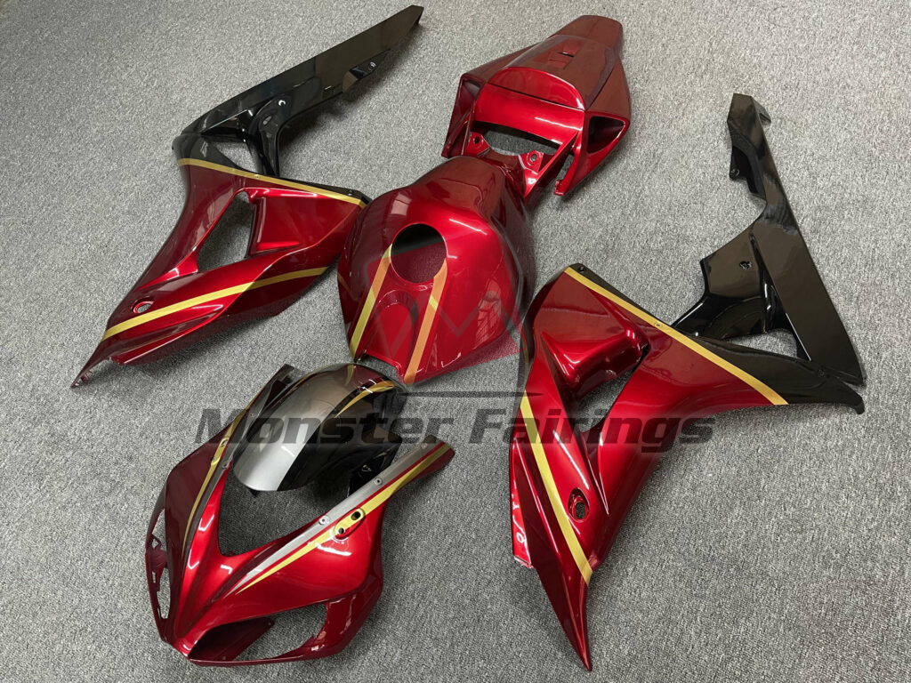 Honda CBR1000RR custom ABS fairings 2006 - 2007 Gloss Red Black & Gold - durable replacement kit, Monster Fairings