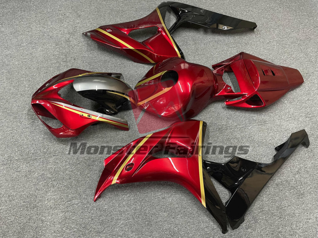2006 - 2007 Honda CBR1000RR Gloss Red Black & Gold fairing set - ABS injection, custom painted by Monster Fairings