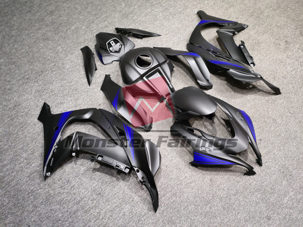 Matte Black with Blue ABS fairings for Kawasaki ZX10R 2016 - 2020 - premium OEM fit kit by Monster Fairings
