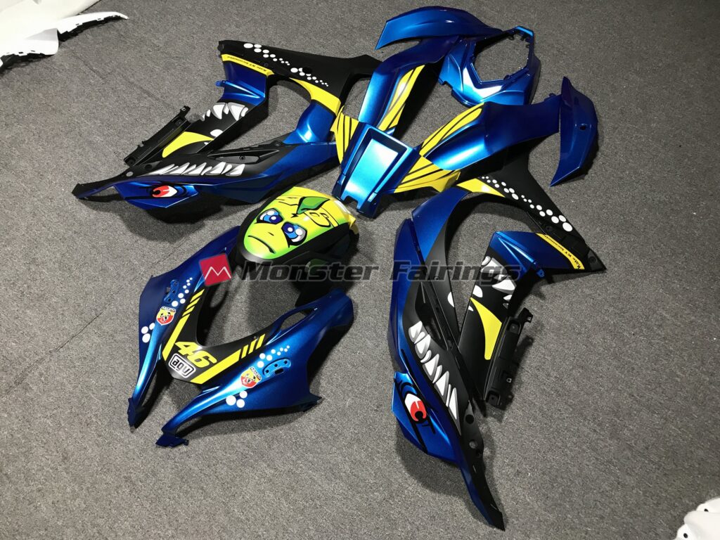Kawasaki ZX10R custom ABS fairings 2016 - 2020 in Metallic Blue Shark - durable replacement kit, Monster Fairings