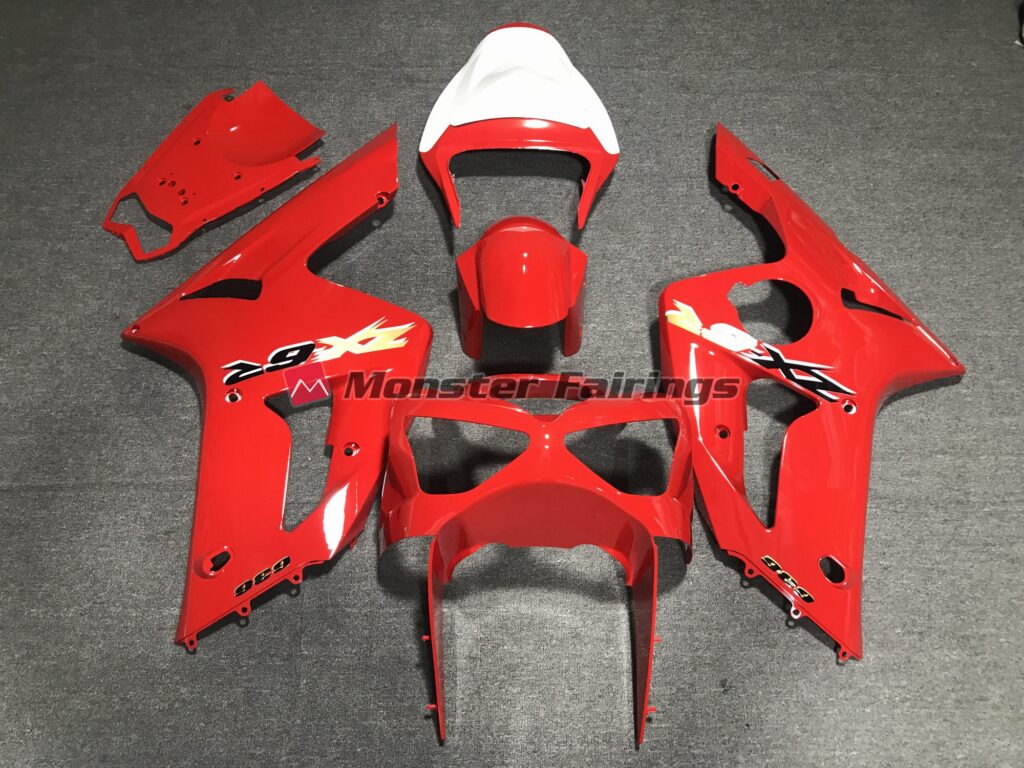 Kawasaki ZX6R 2003 - 2004 Red 636 ABS fairings - custom motorcycle bodywork kit by Monster Fairings
