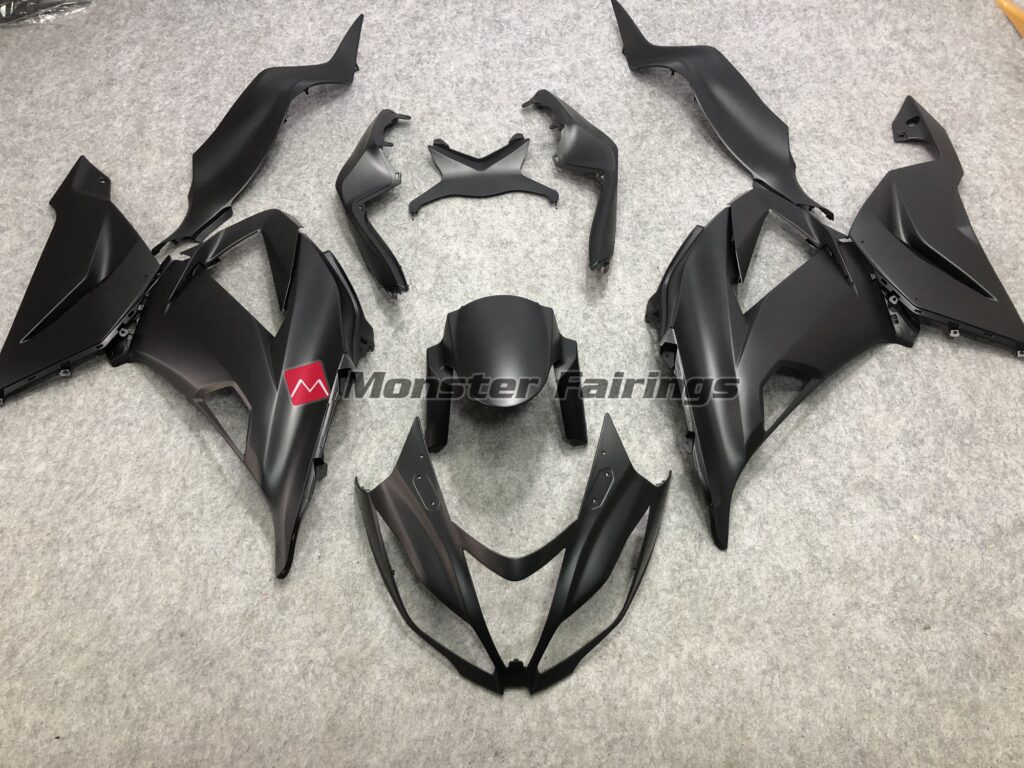 Kawasaki ZX6R 2013 - 2018 Plain Matte Black ABS fairings - custom motorcycle bodywork kit by Monster Fairings