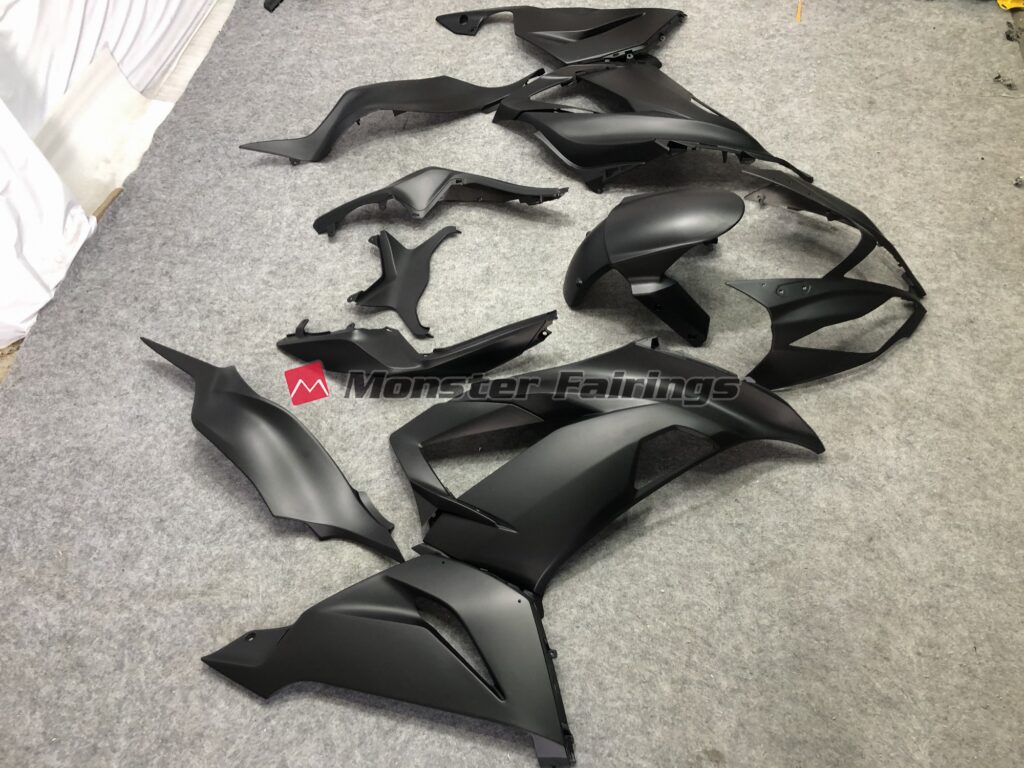 Kawasaki ZX6R custom ABS fairings 2013 - 2018 in Plain Matte Black - durable replacement kit, Monster Fairings