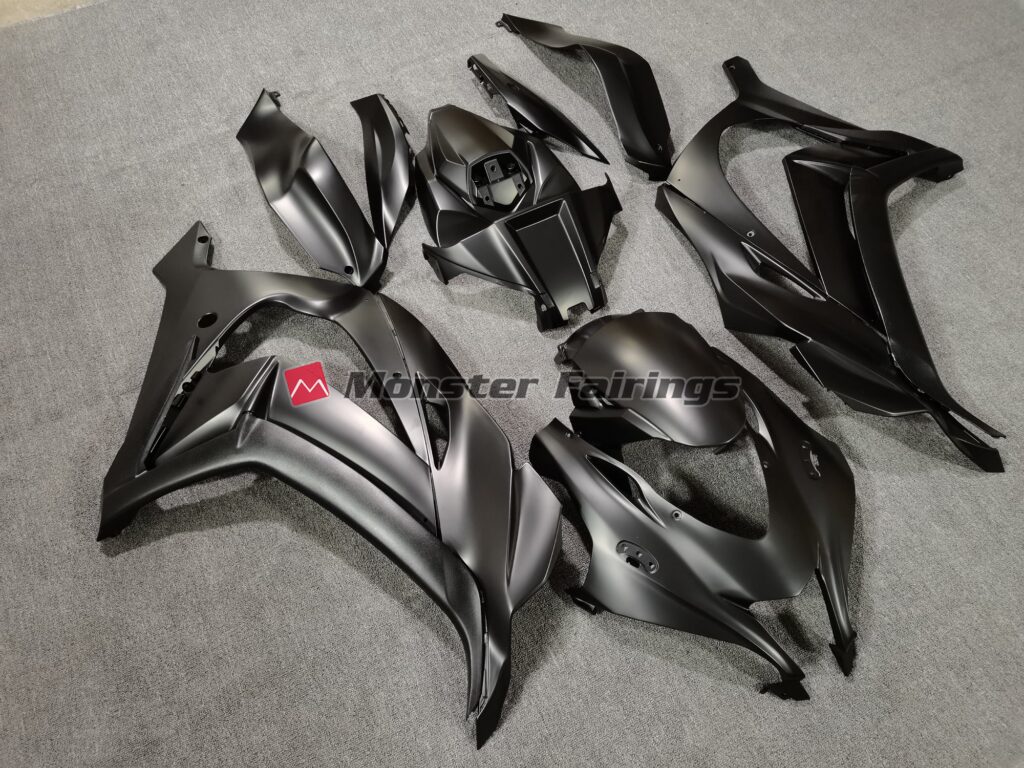 Kawasaki ZX6R custom ABS fairings 2013 - 2018 in Matte Black - durable replacement kit, Monster Fairings