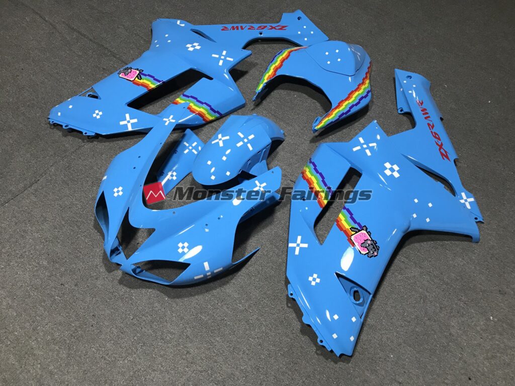 Light Blue Custom ABS fairings for Kawasaki ZX6R 2007 - 2008 - premium OEM fit kit by Monster Fairings