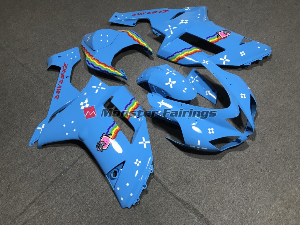 Kawasaki ZX6R custom ABS fairings 2007 - 2008 in Light Blue Custom - durable replacement kit, Monster Fairings