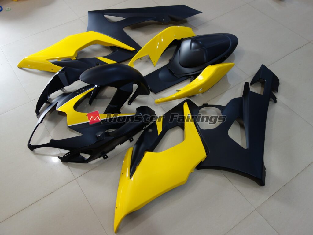 Matte Black Yellow ABS fairings for Suzuki GSXR 1000 2005 - 2006 - premium OEM fit kit by Monster Fairings