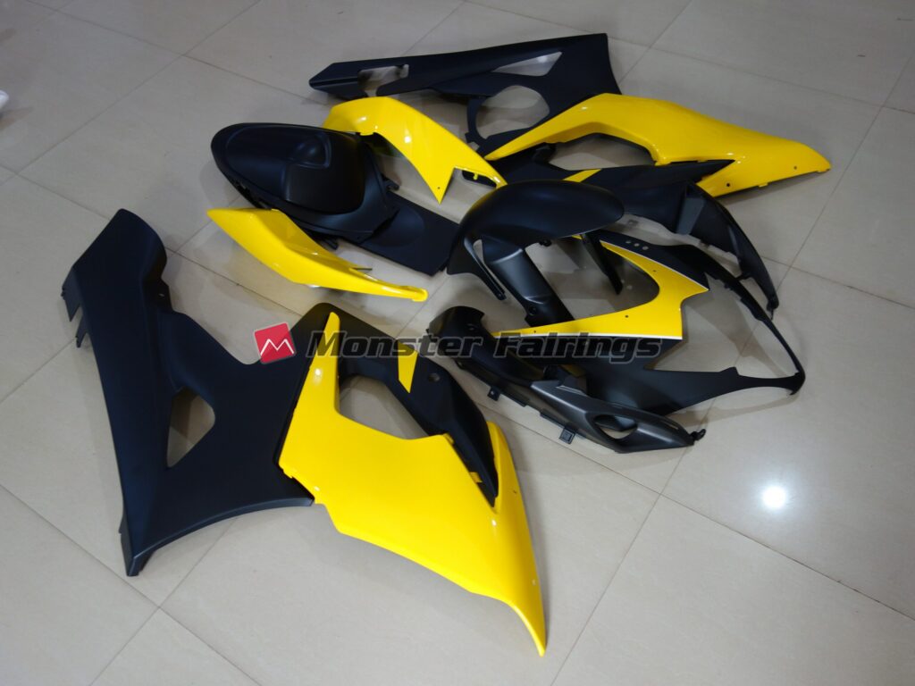 Suzuki GSXR custom ABS fairings 2005 - 2006 in Matte Black and Yellow - durable replacement kit, Monster Fairings
