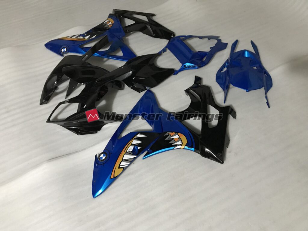 BMW S1000RR custom ABS fairings 2009 - 2014 in Blue Shark design - durable replacement kit, Monster Fairings