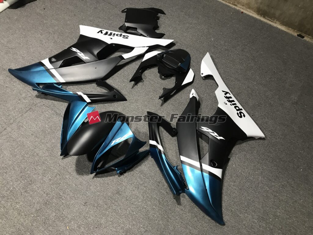 Yamaha R6 custom ABS fairings 2008 - 2016 Matte Black and Special Blue - durable replacement kit, Monster Fairings