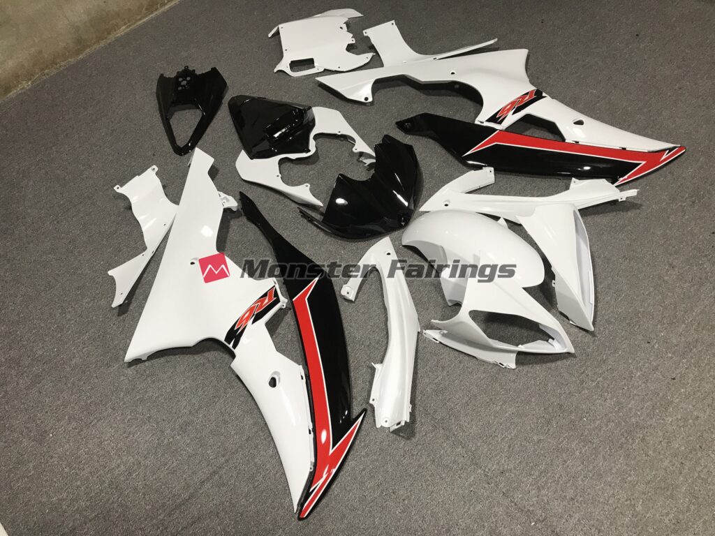 Gloss White with Red & and Black ABS fairings for Yamaha R6 2008 - 2016 - premium OEM fit kit by Monster Fairings