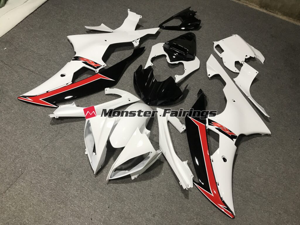 Yamaha R6 custom ABS fairings 2008 - 2016 Gloss White with Red & and Black - durable replacement kit, Monster Fairings