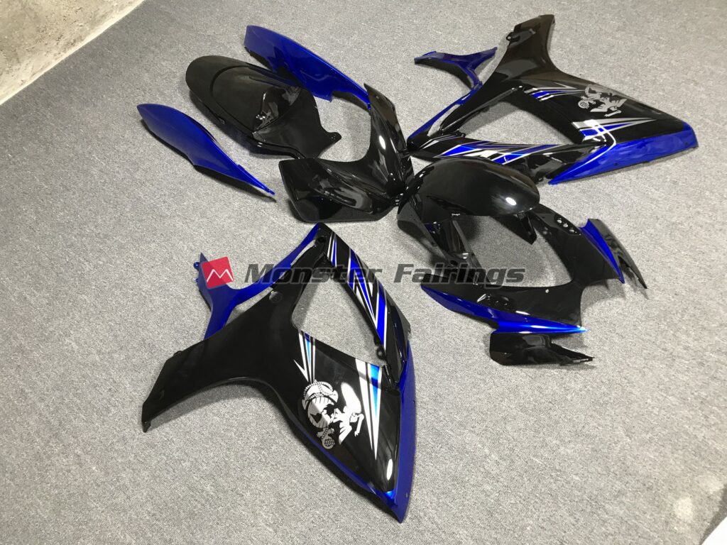 Suzuki GSXR 600 - 750 custom ABS fairings 2006 - 2007 Gloss Blue and Black Design - durable replacement kit, Monster Fairings
