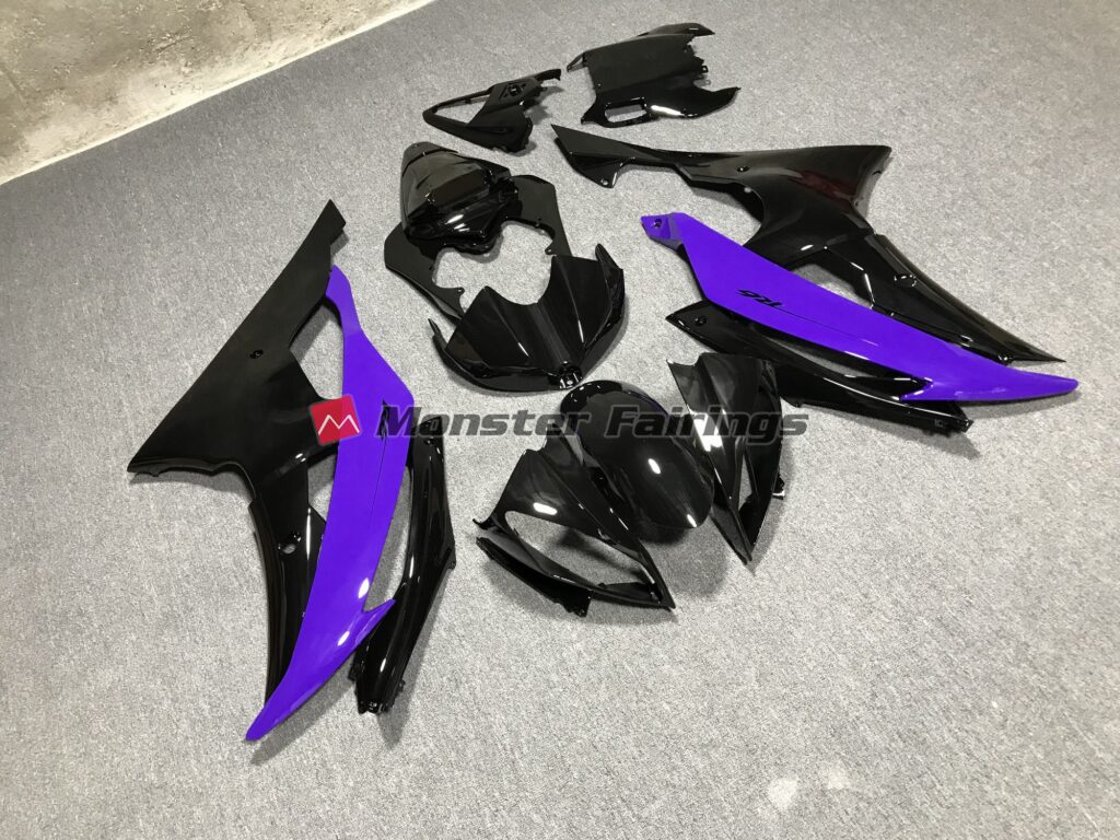 Yamaha R6 custom ABS fairings 2008 - 2016 Gloss Black Purple - durable replacement kit, Monster Fairings