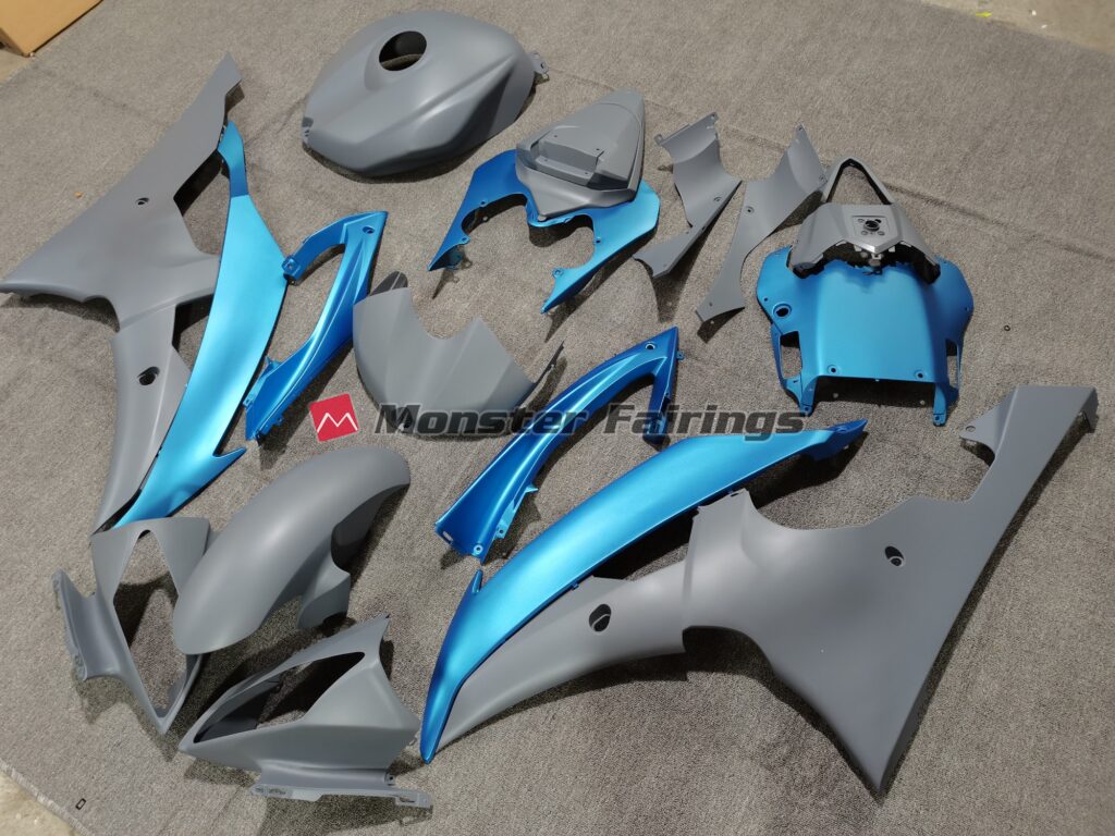 Matte Grey Sky Blue ABS fairings for Yamaha R6 2008 - 2016 - premium OEM fit kit by Monster Fairings