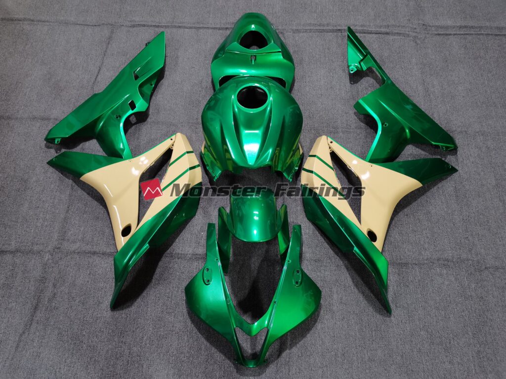 Honda CBR600RR 2007 - 2008 Emerald Green Tan ABS fairings - custom motorcycle bodywork kit by Monster Fairings