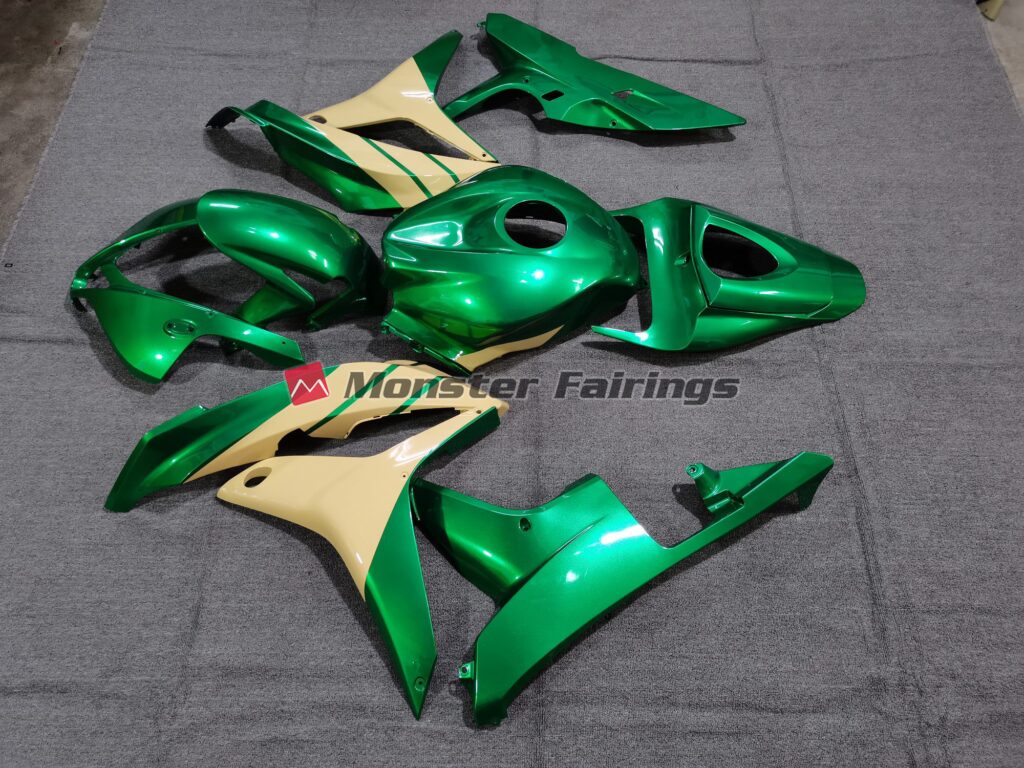 2007 - 2008 Honda CBR600RR Emerald Green Tan fairing set - ABS injection, custom painted by Monster Fairings