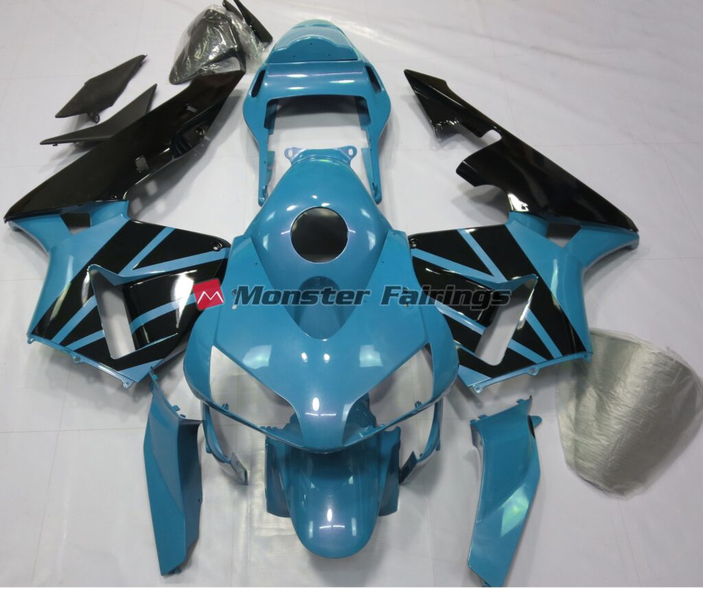 Honda CBR600RR 2003 - 2004 Light Blue Gloss Black ABS fairings - custom motorcycle bodywork kit by Monster Fairings