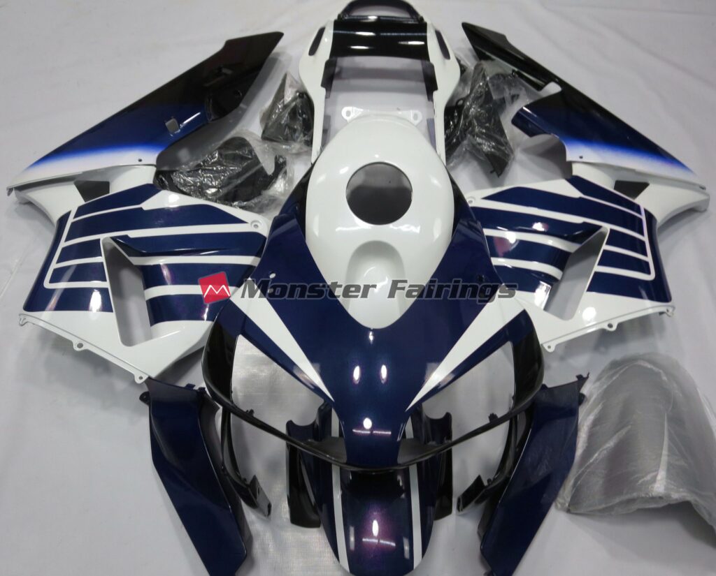 Honda CBR600RR 2003 - 2004 Gloss White Blue Fade ABS fairings - custom motorcycle bodywork kit by Monster Fairings