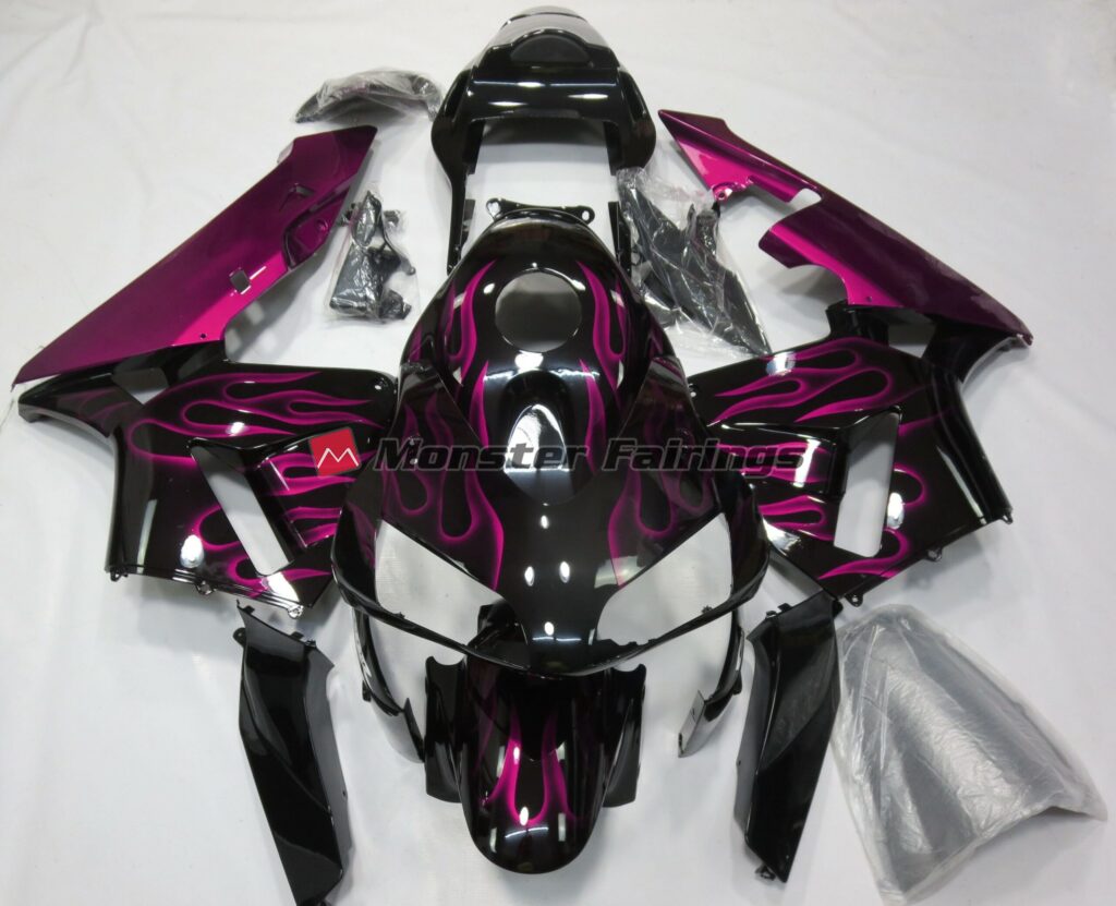 Honda CBR600RR 2003 - 2004 Hot Pink Flames ABS fairings - custom motorcycle bodywork kit by Monster Fairings