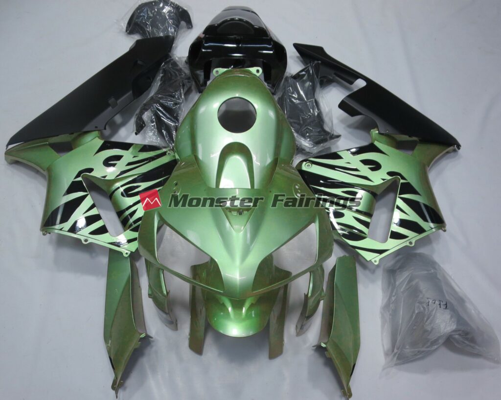 Honda CBR600RR 2005 - 2006 Light Green Flame ABS fairings - custom motorcycle bodywork kit by Monster Fairings