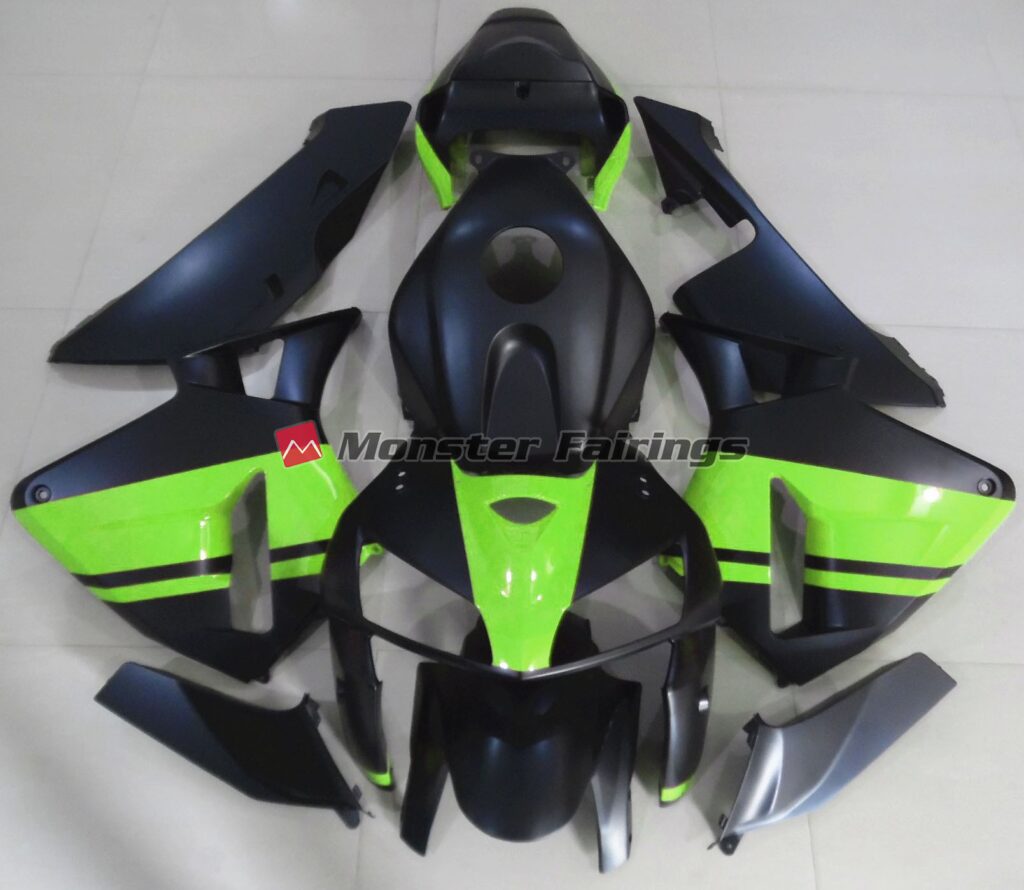 Honda CBR600RR 2005 - 2006 Matte Black Light Green ABS fairings - custom motorcycle bodywork kit by Monster Fairings