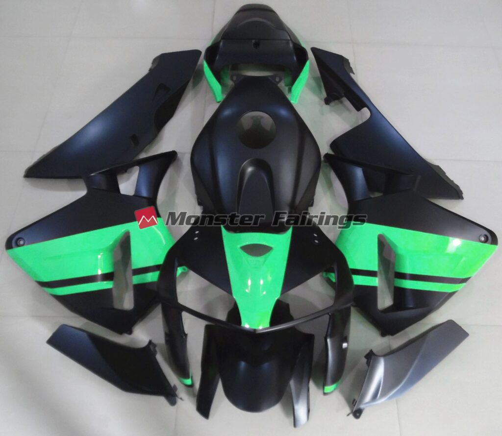 Honda CBR600RR 2005 - 2006 Matte Black Special Green ABS fairings - custom motorcycle bodywork kit by Monster Fairings