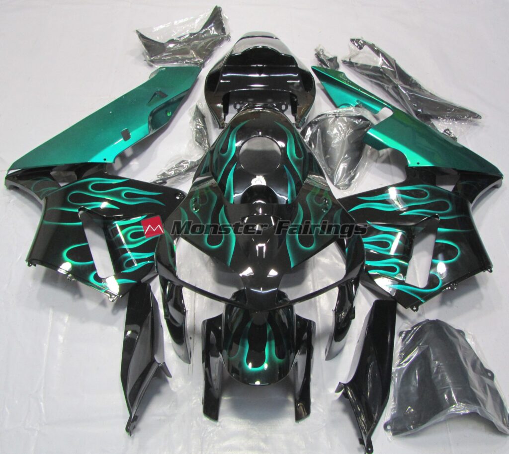 Honda CBR600RR 2005 - 2006 Gloss Teal Flame ABS fairings - custom motorcycle bodywork kit by Monster Fairings
