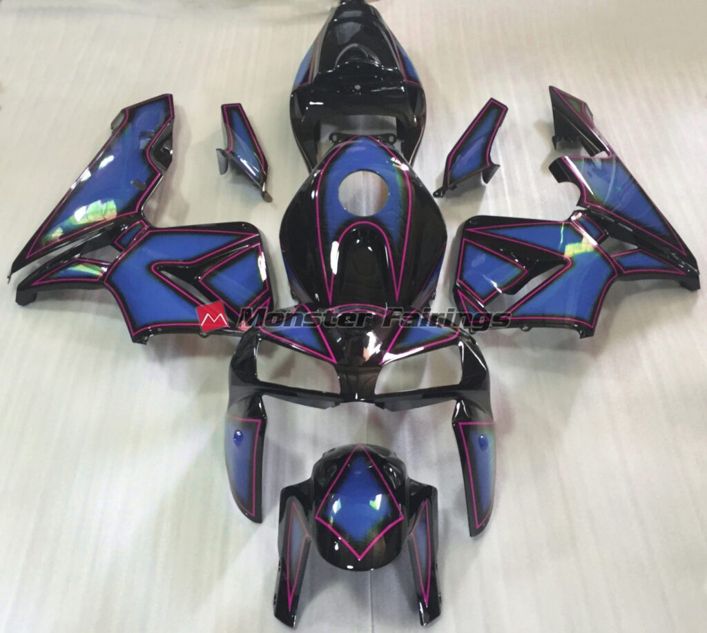 Honda CBR600RR 2005 - 2006 Deep Blue Pink Outline ABS fairings - custom motorcycle bodywork kit by Monster Fairings