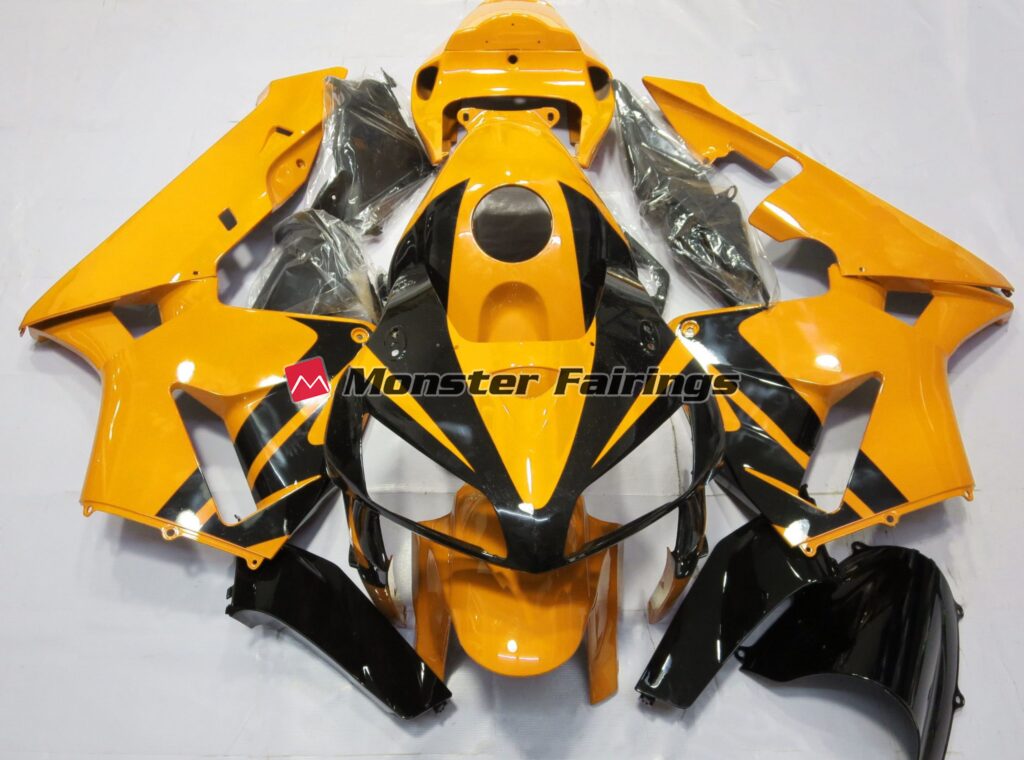 Honda CBR600RR 2005 - 2006 Bright Orange Gloss Black Design ABS fairings - custom motorcycle bodywork kit by Monster Fairings