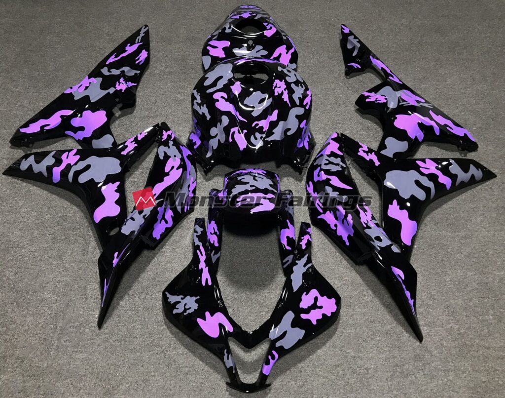 Honda CBR600RR 2007 - 2008 Gloss Purple & Gray Camo ABS fairings - custom motorcycle bodywork kit by Monster Fairings