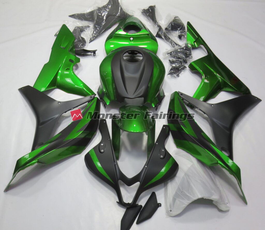 Honda CBR600RR 2007 - 2008 Green Matte Black ABS fairings - custom motorcycle bodywork kit by Monster Fairings