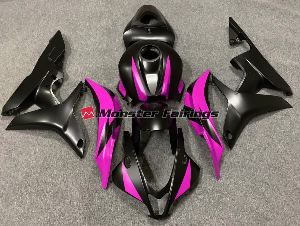 Honda CBR600RR 2007 - 2008 Matte Black Pink Design ABS fairings - custom motorcycle bodywork kit by Monster Fairings