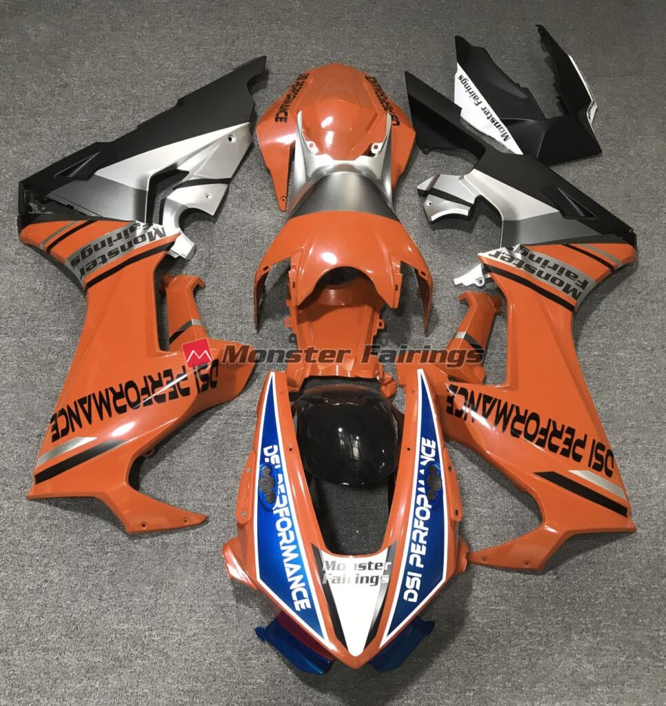 Honda CBR1000RR 2017 - 2025 Gloss Orange Blue ABS fairings - custom motorcycle bodywork kit by Monster Fairings