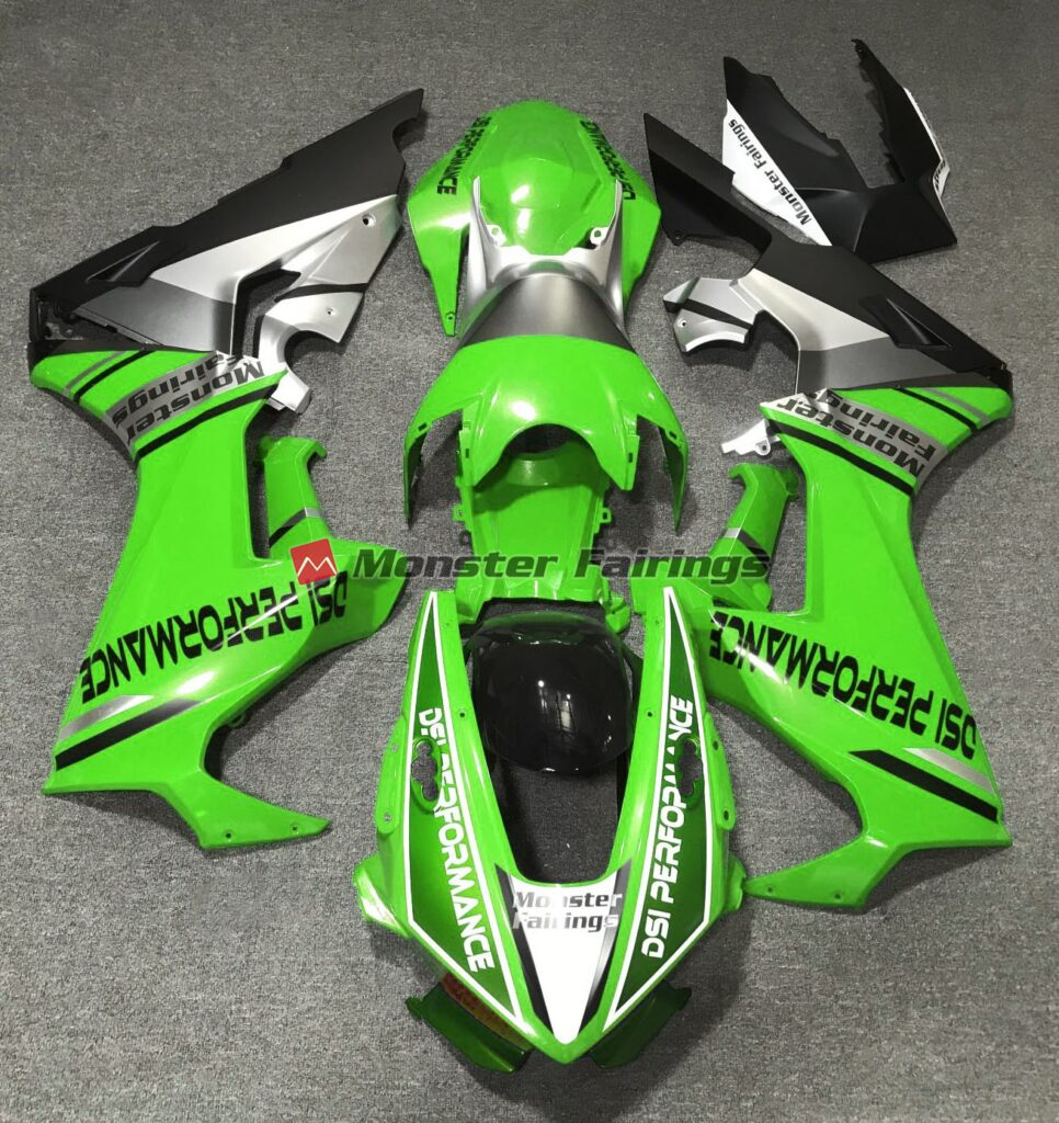 Honda CBR1000RR 2017 - 2025 Gloss Green Silver & Black ABS fairings - custom motorcycle bodywork kit by Monster Fairings
