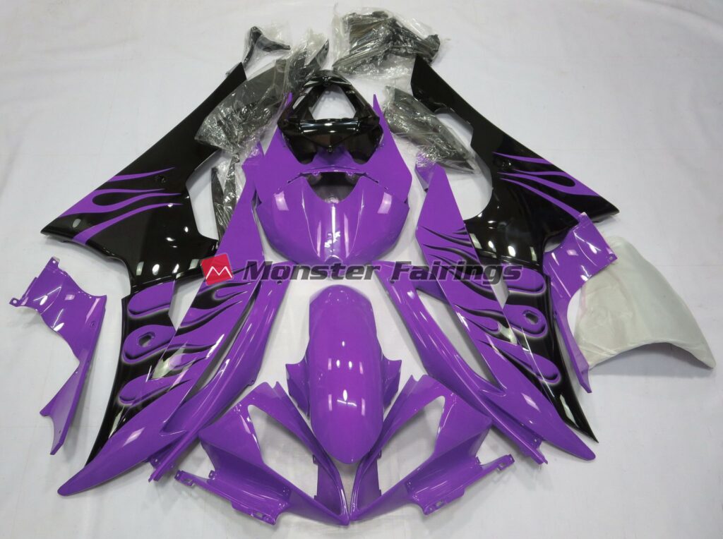 Yamaha R6 2008 - 2016 Purple Flame Style ABS fairings - custom motorcycle bodywork kit by Monster Fairings
