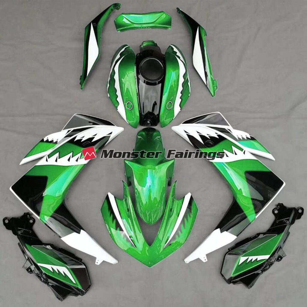 Yamaha R3 2014 - 2018 Green Shark ABS fairings - custom motorcycle bodywork kit by Monster Fairings