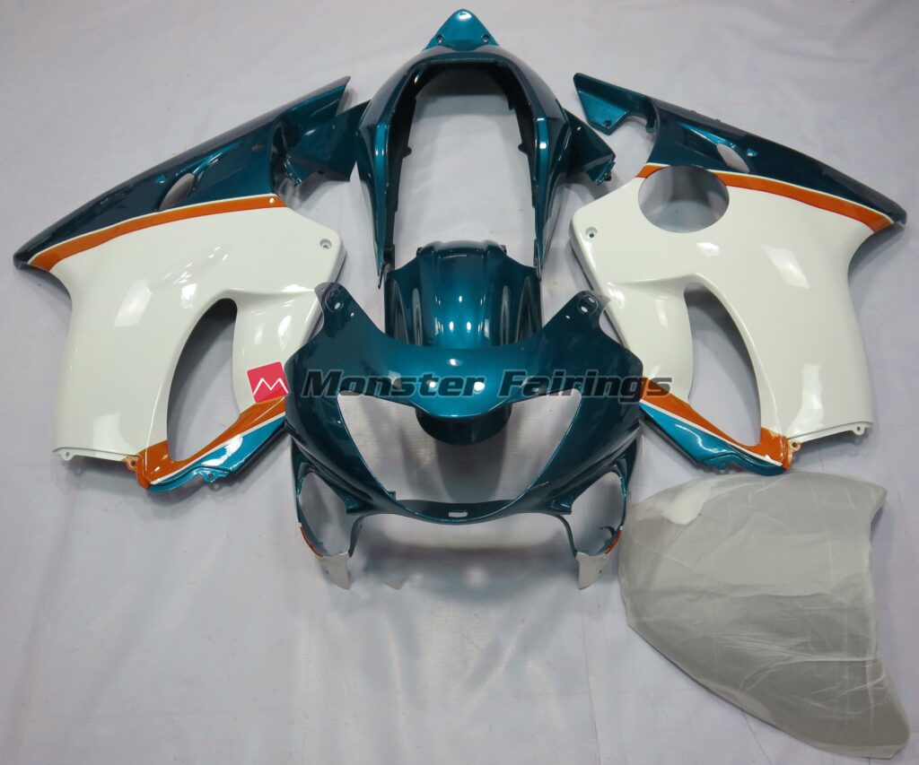 Honda CBR600 F4 1999 - 2000 Light Blue Orange ABS fairings - custom motorcycle bodywork kit by Monster Fairings